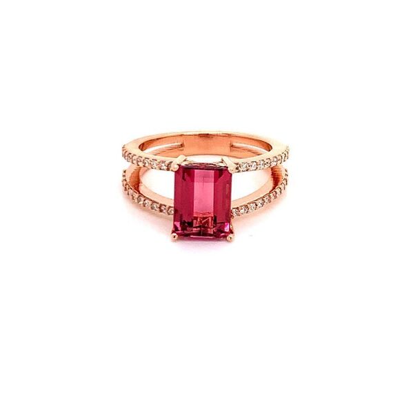 Natural Tourmaline Diamond Ring 14k RG 2.2 TCW Certified $4,950 112165 - Picture 13 of 17